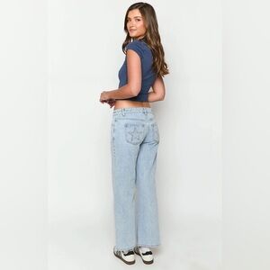 Clara Star Light Wash Denim Low Rise Jeans